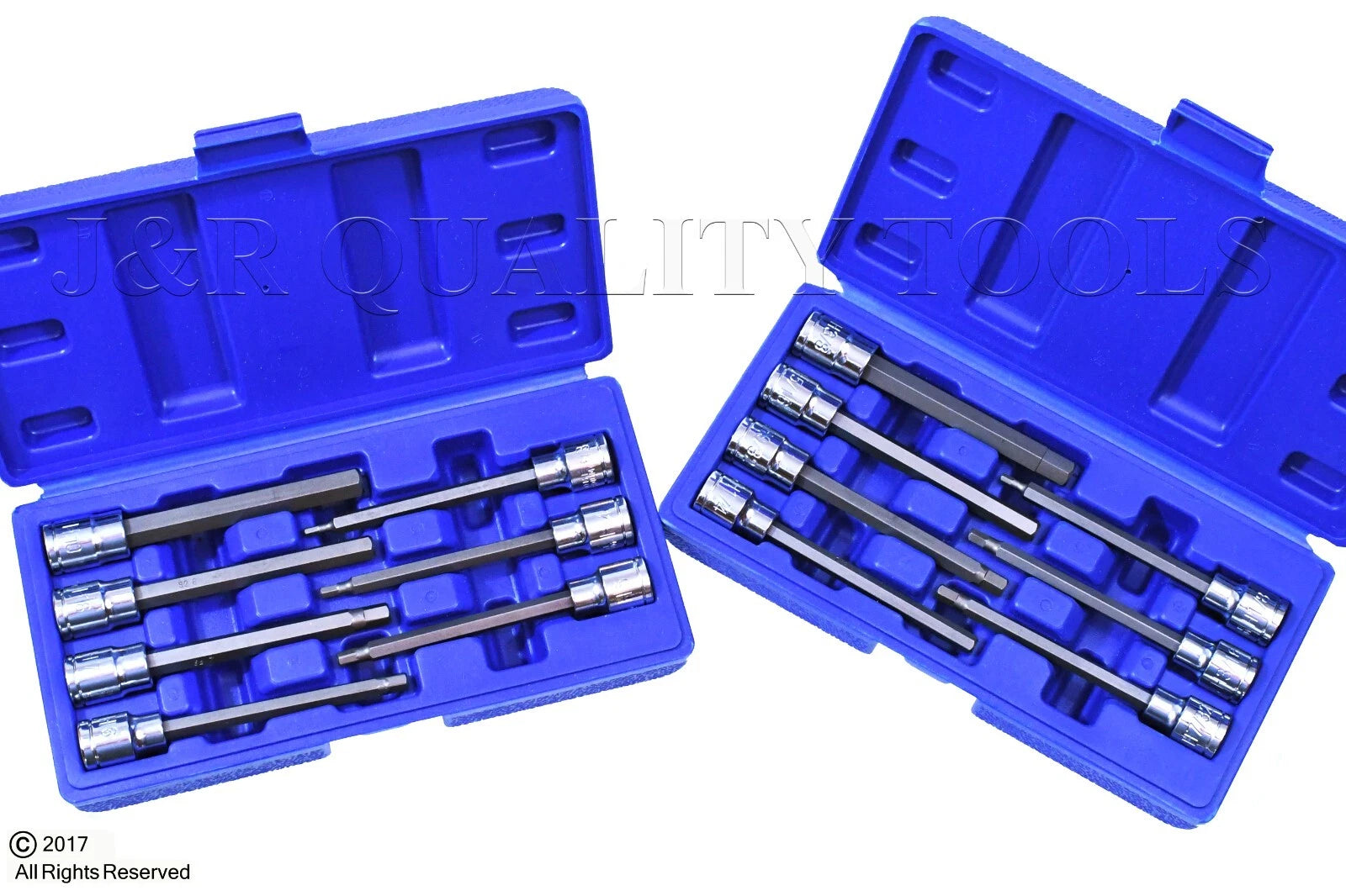 3/8 METRIC and SAE Extra Long Hex Allen Bit Socket Set 14pc w Case