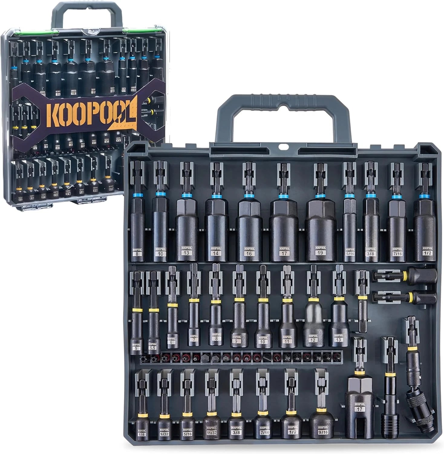 Impact Magnetic Nut Driver Set, 55PCS Impact Driver Bit Set, Deep Magnetic Nut D