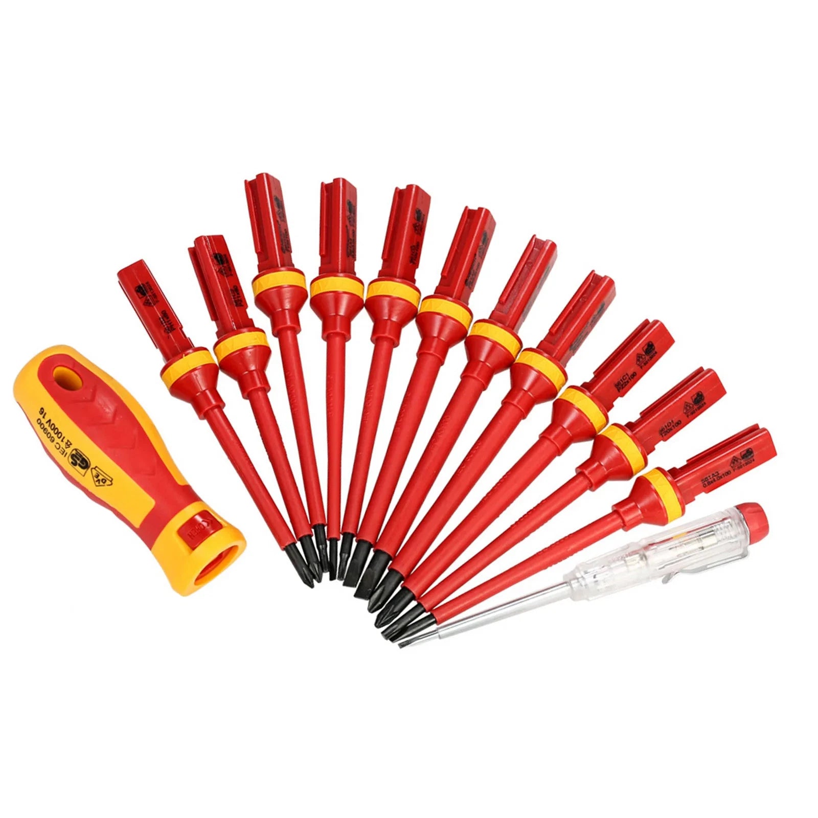 13PCS 1000V Changeable Insulated Screwdriver Set and Magnetic Slotted Bit Repair