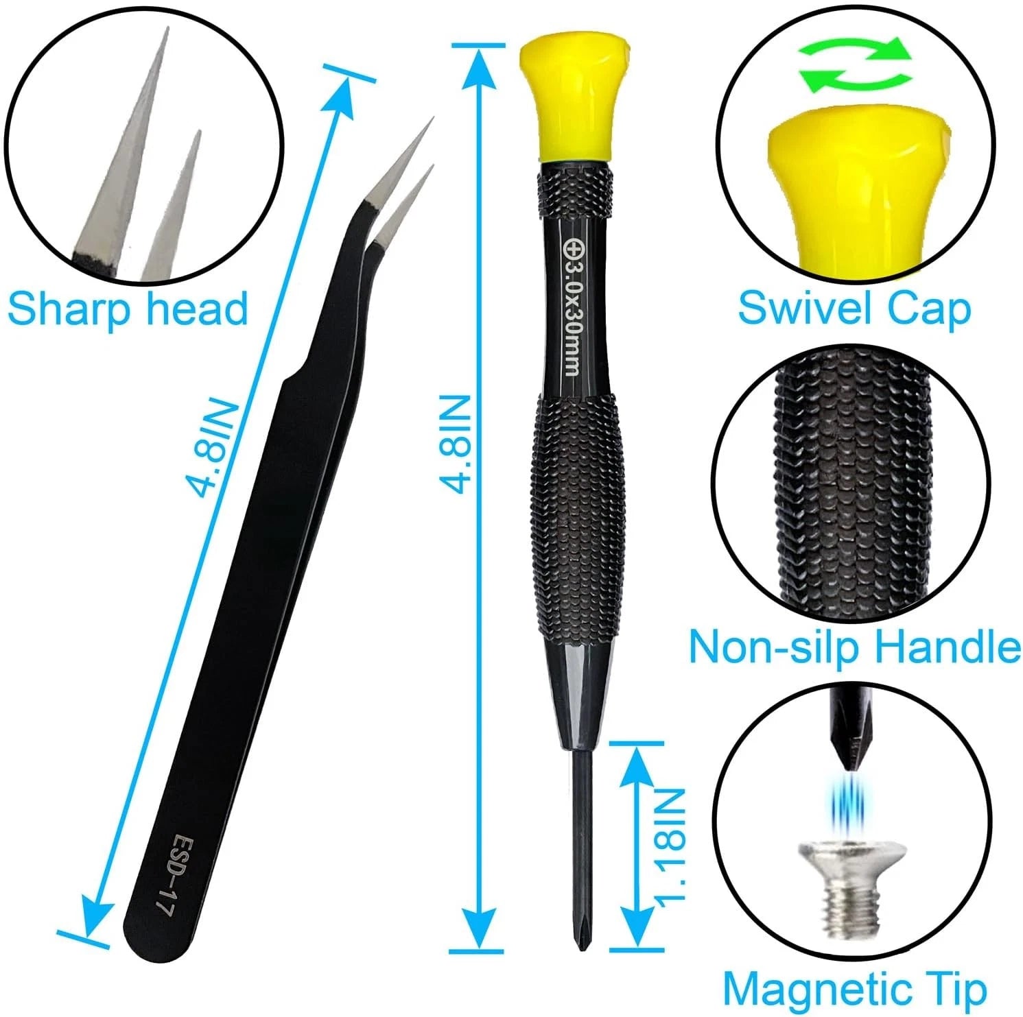 18PCS Mini Precision Screwdriver Set With Case, Lengnoyp Small, 4-color