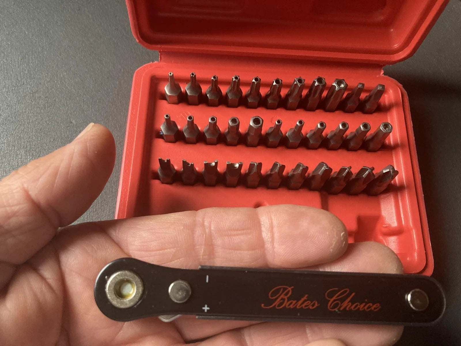 34 Pcs Mini Ratchet Set 1/4-Inch Drive, Tamper-Proof Security Bit, Right Angle