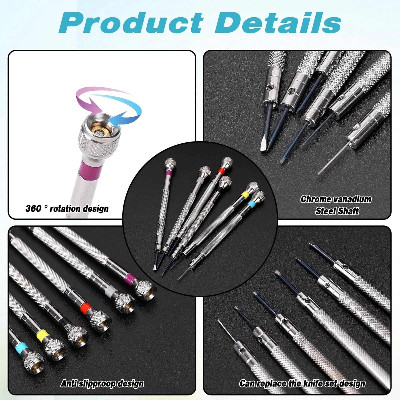 8 Pcs Professional Watch Screwdriver Set Micro Precision Screwdriver Set 0.6-1mm