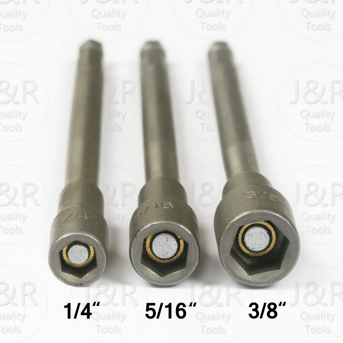 6" Long Magnetic Nut Driver 1/4" Hex Quick Change Shank 3-pc Drill Set Power