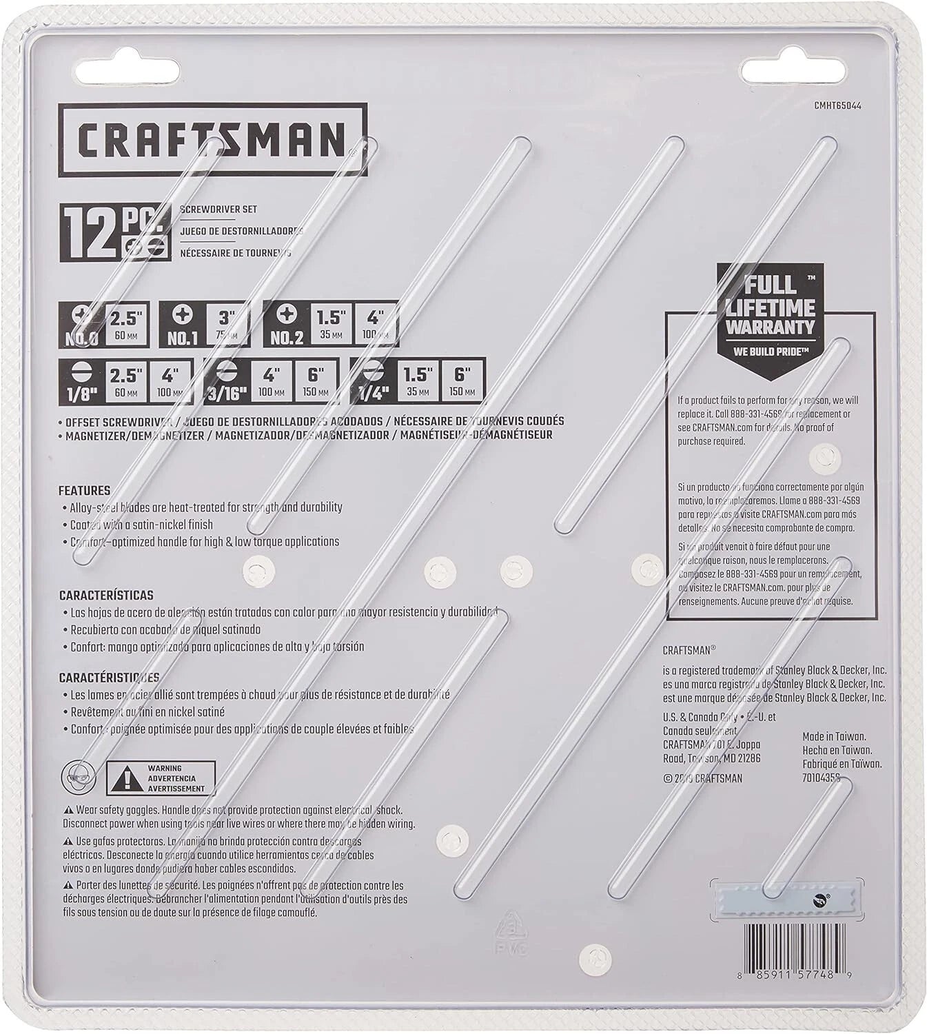 CRAFTSMAN Screwdriver Set Assorted 12 Piece Alloy Steel Satin-Nickel Finish New