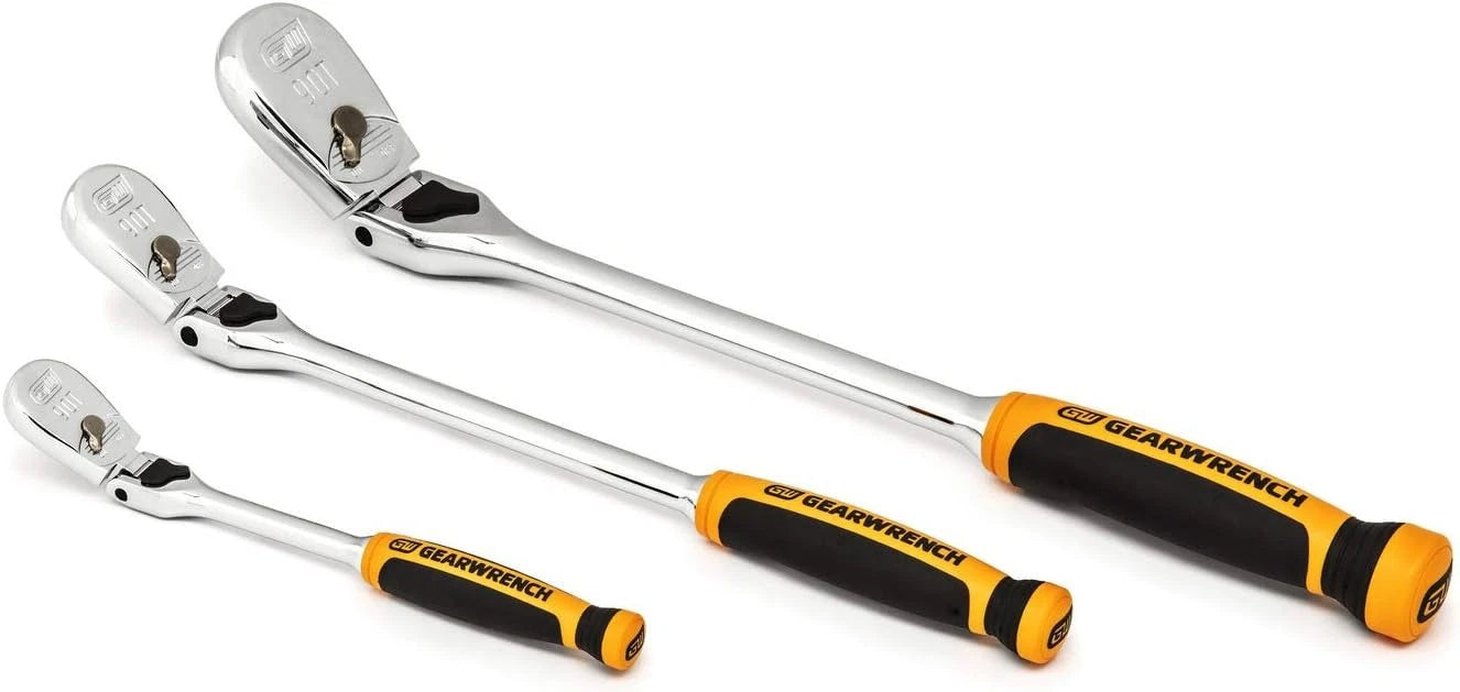 GEARWRENCH 81298T  1/4", 3/8" & 1/2" Drive 90 Tooth Lockin Flex Head Ratchet Set