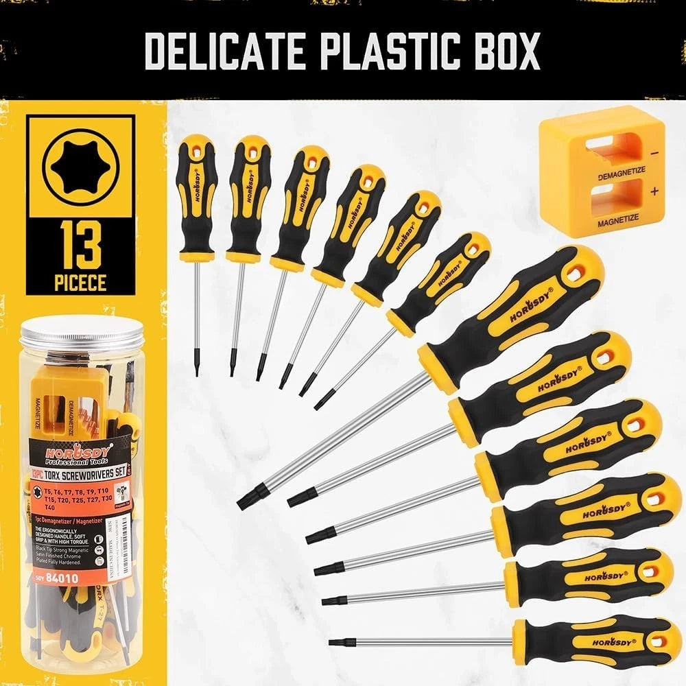 13-Piece Magnetic Torx Screwdriver Set | Ergonomic Handles & Rust-Proof