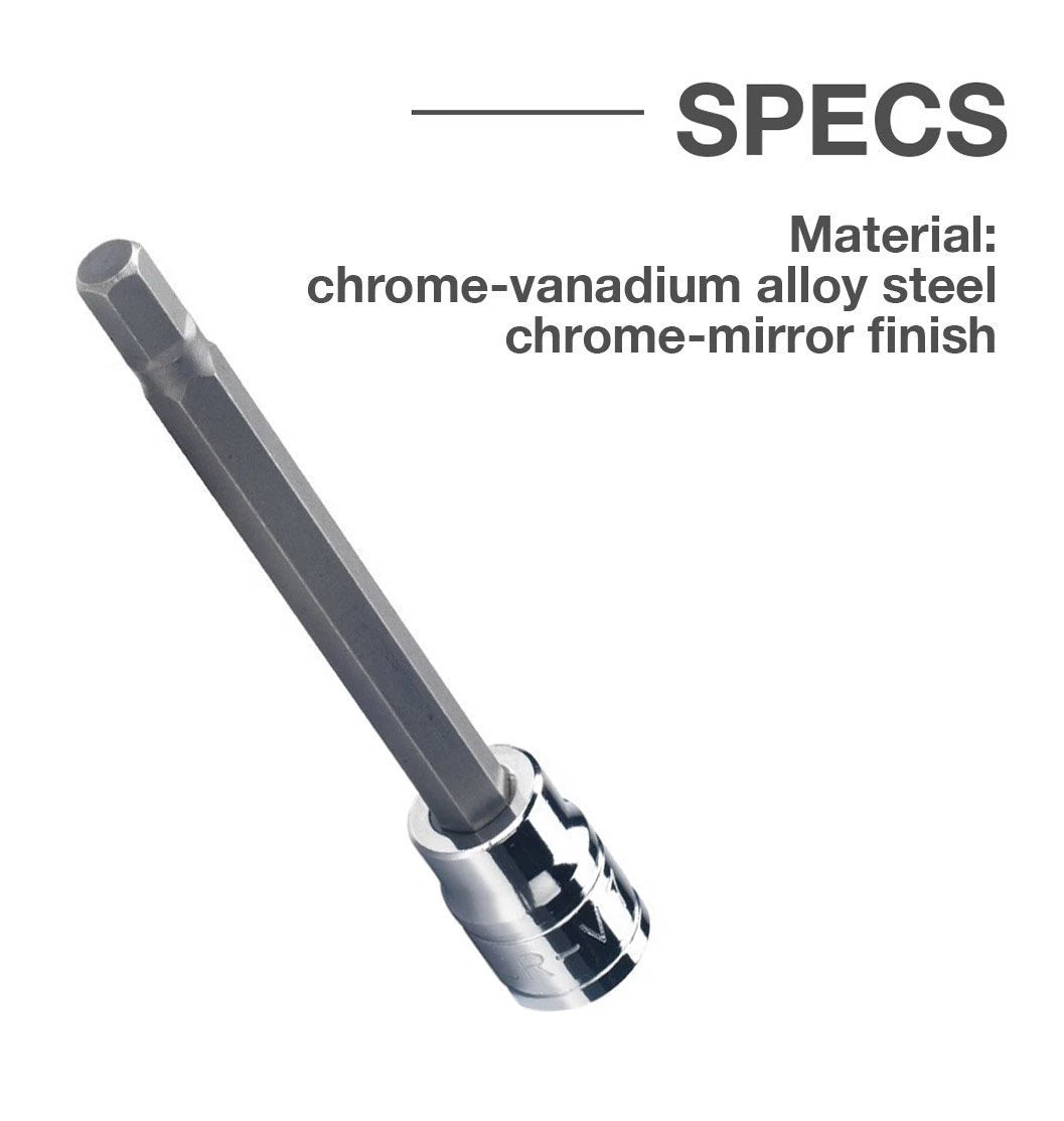 3/8 METRIC and SAE Extra Long Hex Allen Bit Socket Set 14pc w Case