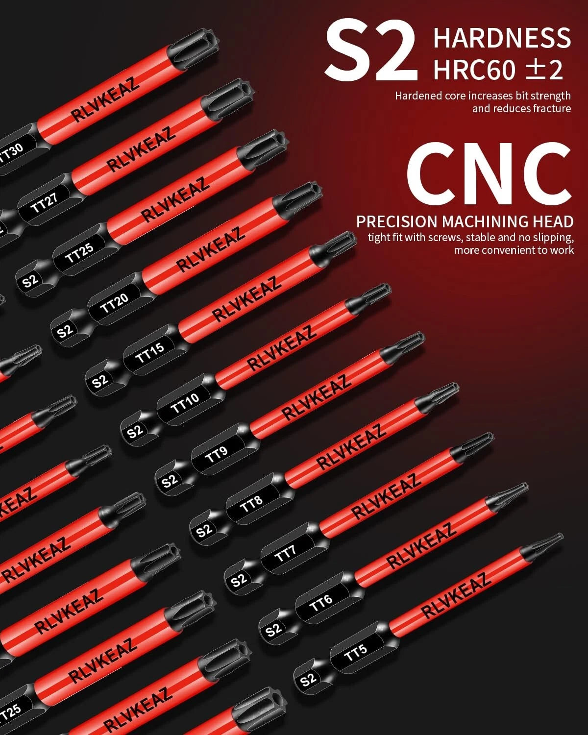 12-Piece Impact Security Torx Bit Set (T5-T40), 3-Inch Long S2 Steel 1/4" Hex