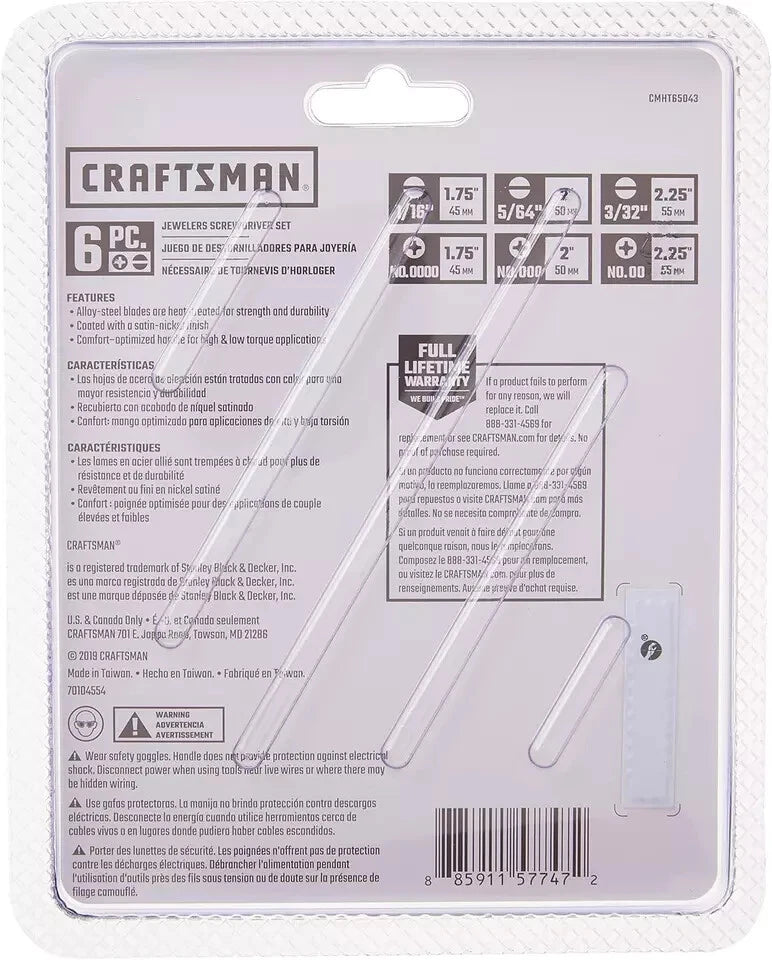 CRAFTSMAN Small Screwdiver Set, 6Piece Jewelers Set (CMHT65043)