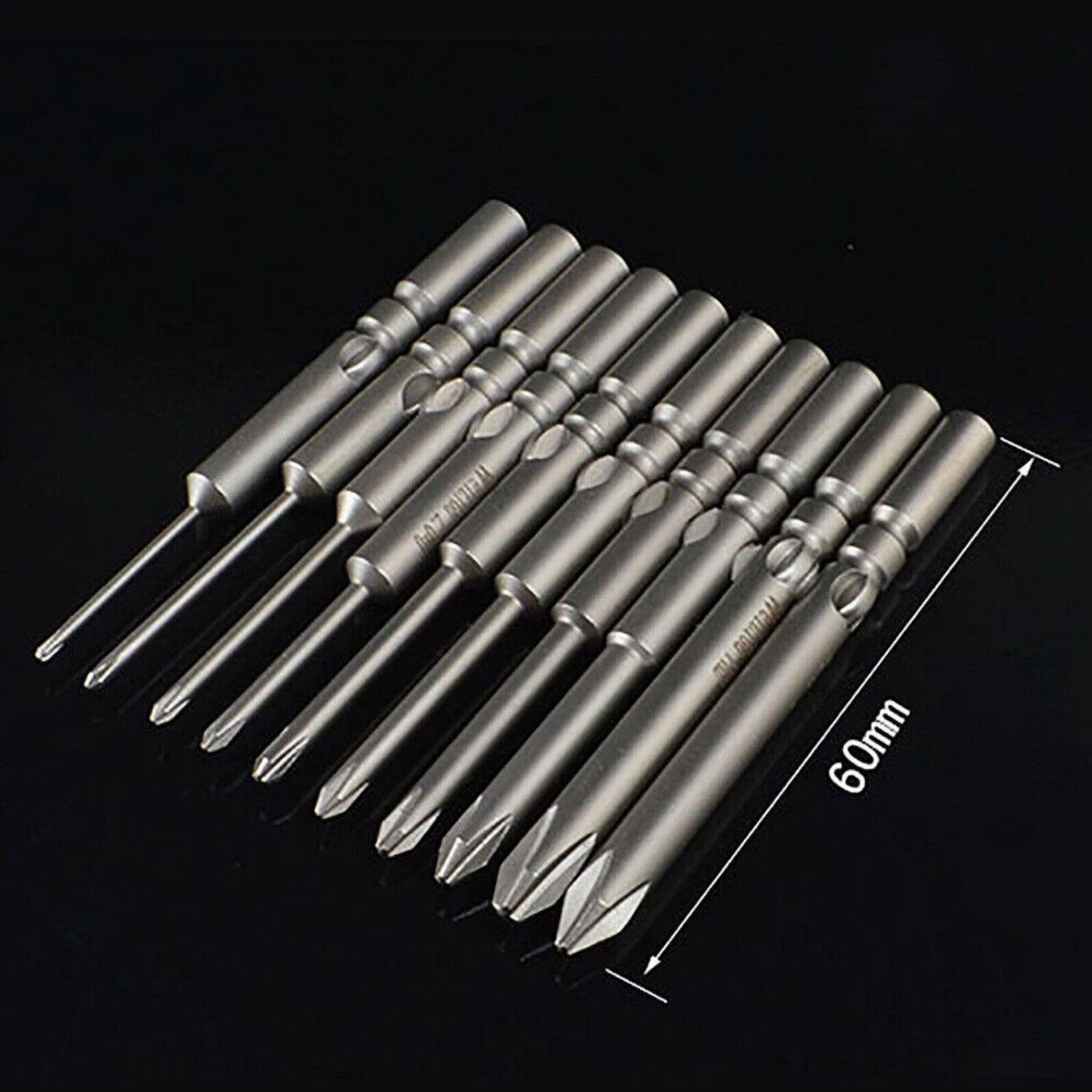 10Pc PH0 PH1 PH2 Phillips Head Screw Bit Set Impact Driver Drill 5mm Round Shank