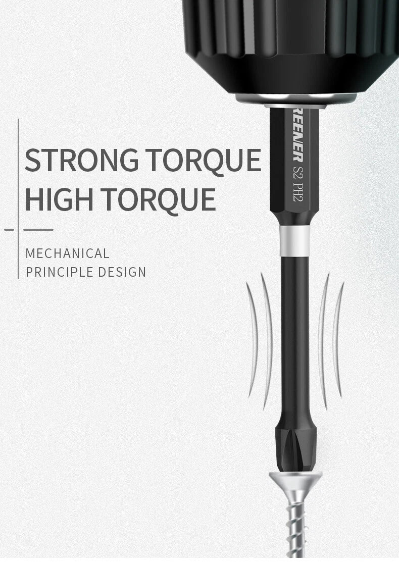 2 pcs  6" Inch Phillips PH # 2 Power Impact Bit Industrial 1/4 Hex Strong Magnet