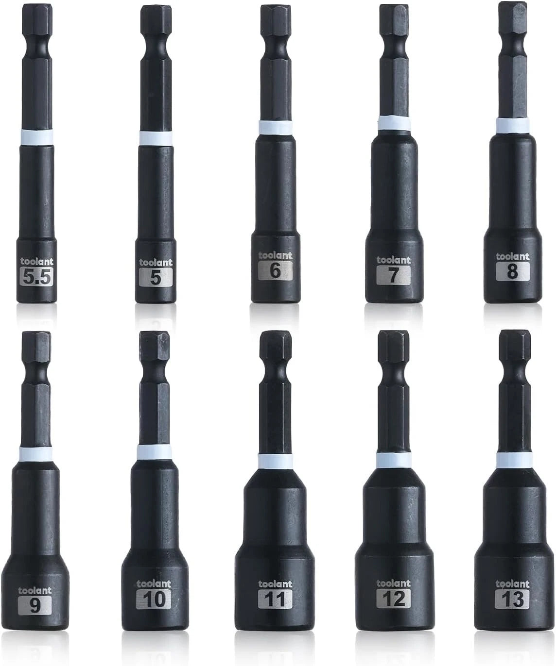 Magnetic Nut Driver Set - 10pcs Metric Impact Bit Set with Quick Change 1/4''