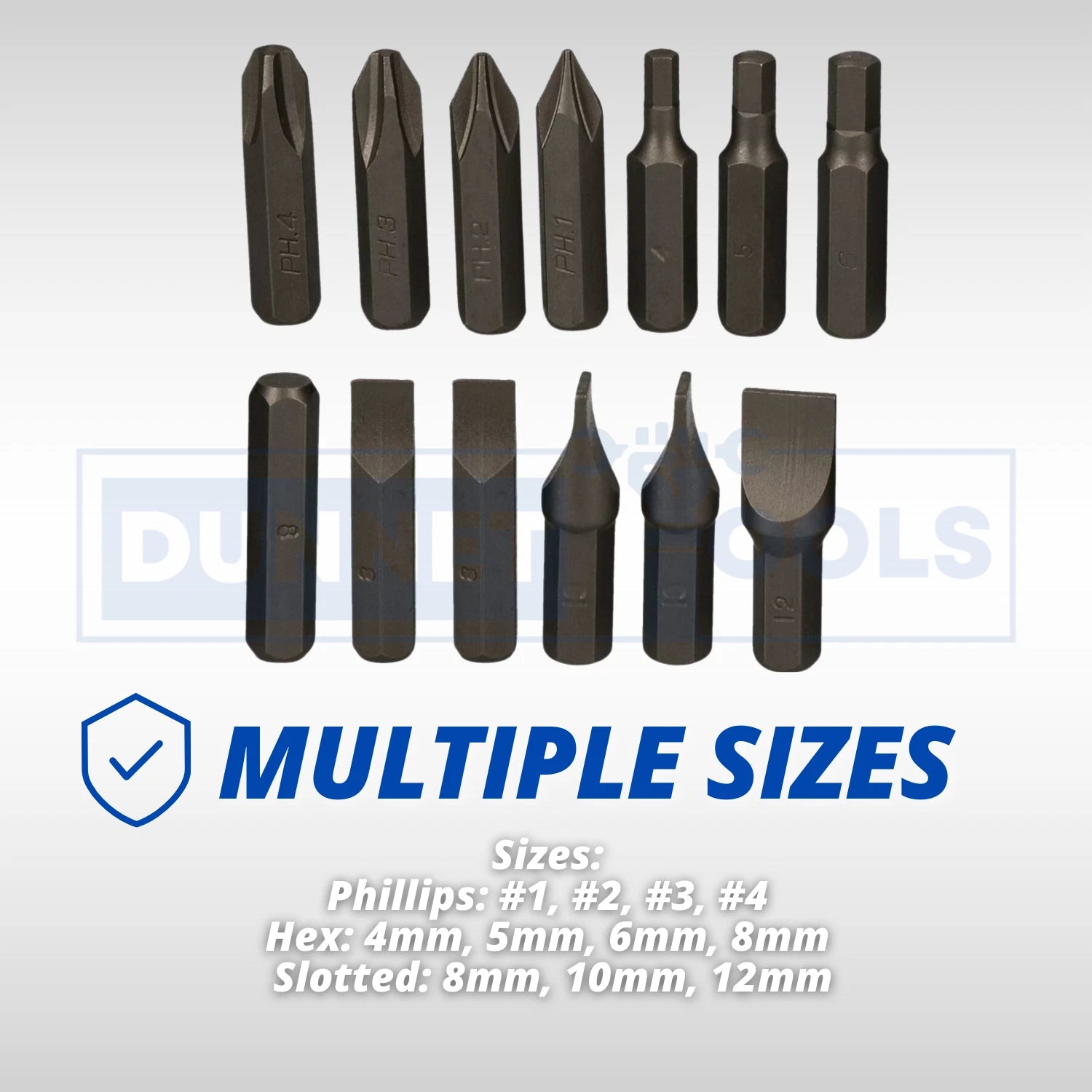 13pc Impact Screwdriver Bit Set CR-V Steel 3/8” Hex Shank Heavy Duty  Phillips