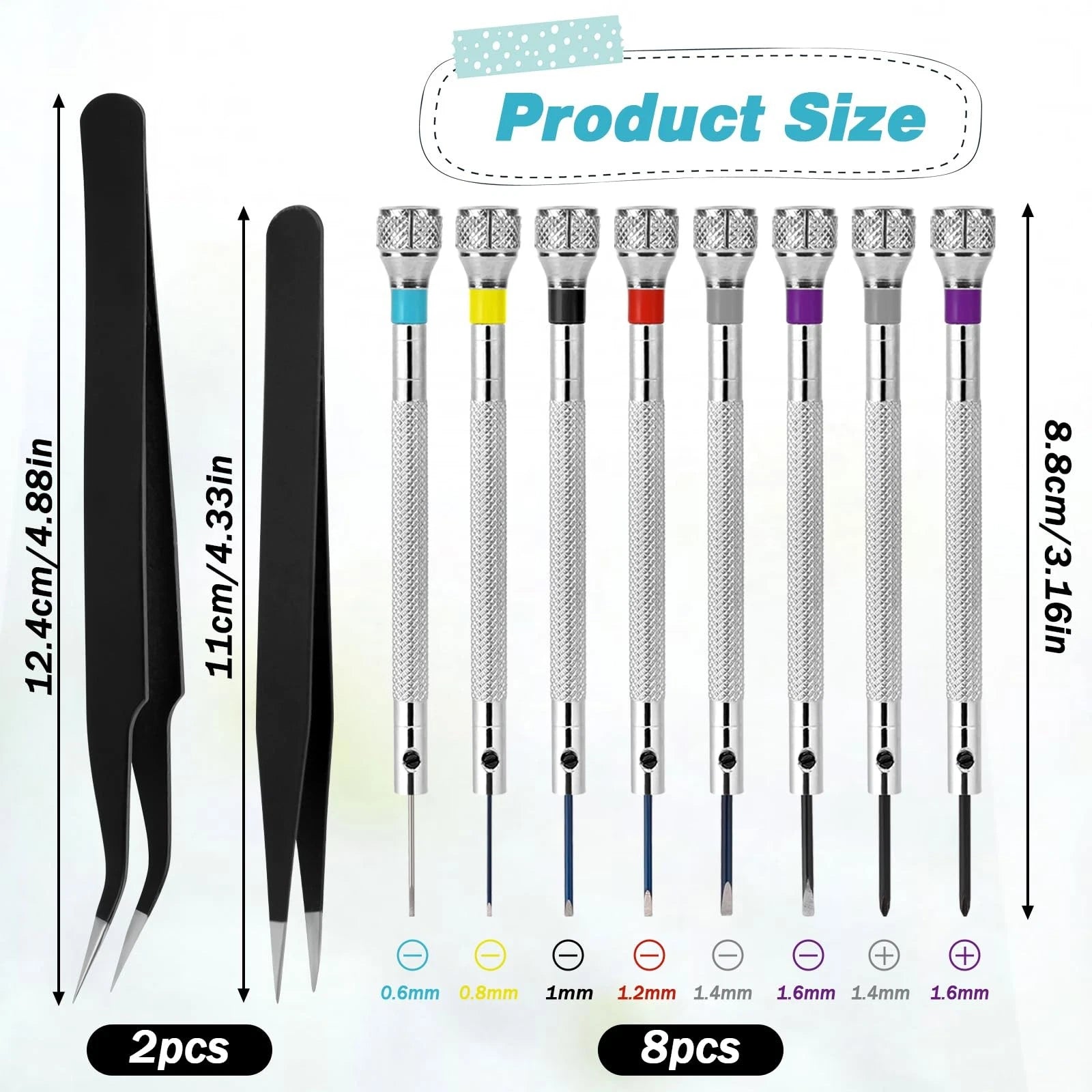 8 Pcs Professional Watch Screwdriver Set Micro Precision Screwdriver Set 0.6-1mm