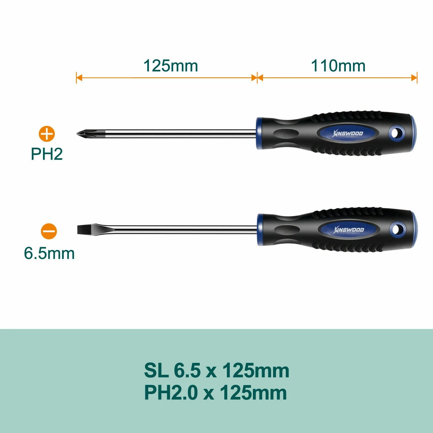 Kinswood Phillips & Flat Head 2 Piece Precision Tip Screwdriver Set LTH009 NEW