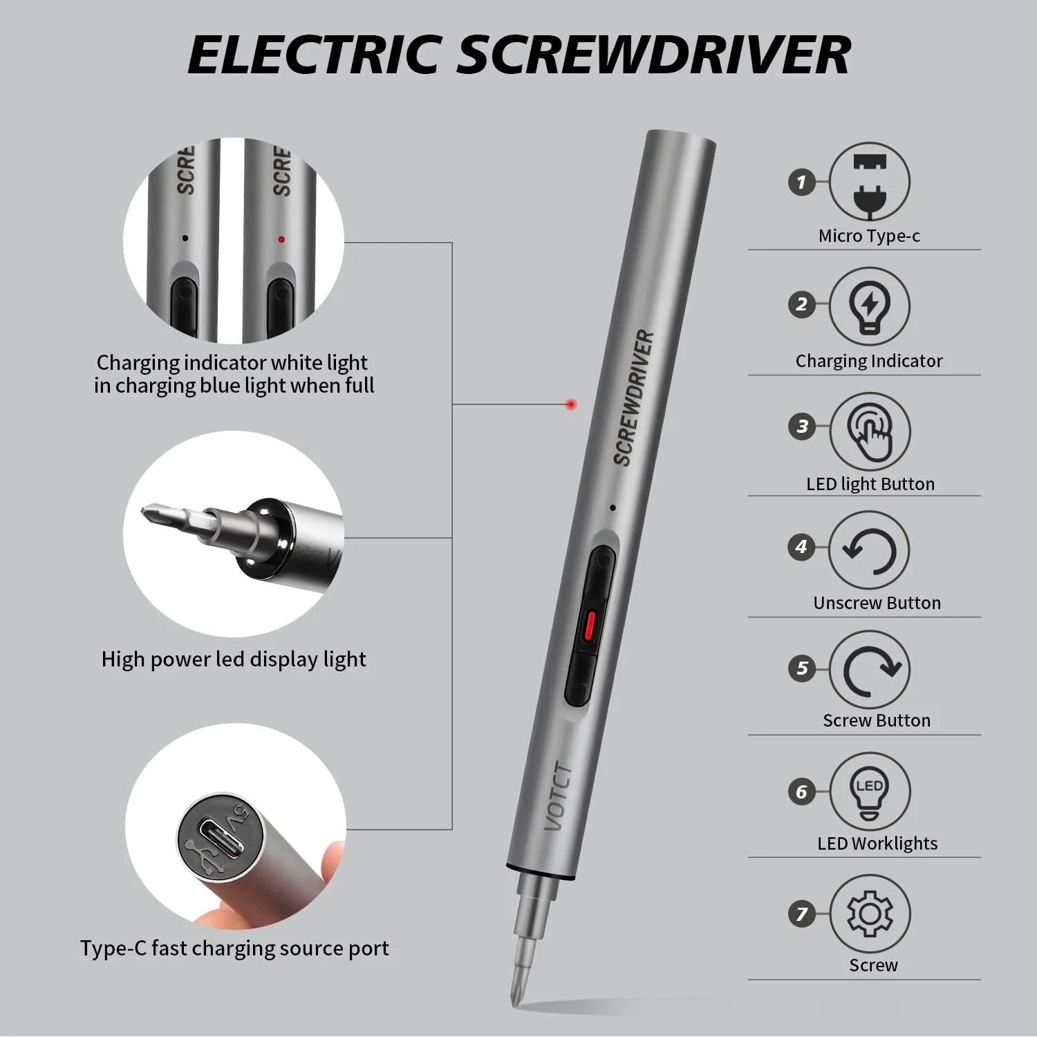 Mini Electric Screwdriver 60 in 1 Electric Precision Screwdriver Set with 55 ...