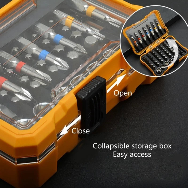 Pack of 50 Screwdriver Bit Set Precisions Driver Bit Torx, Flat, Hex,Square Tip