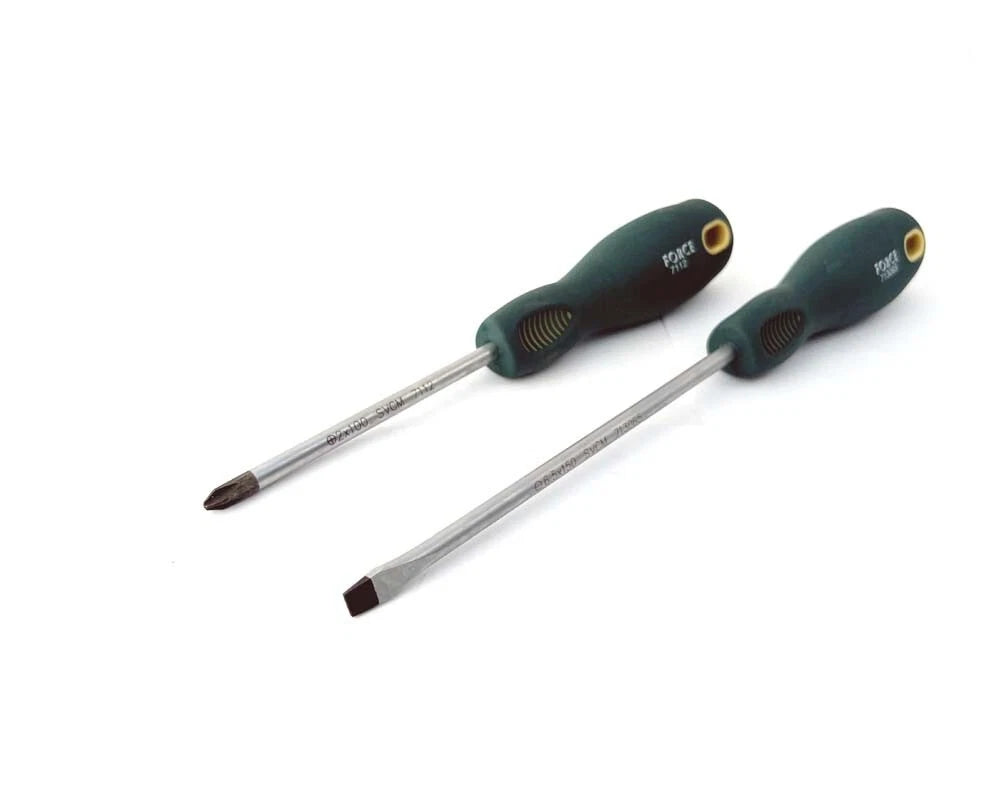 Force T2084YC S2 Steel 8pc Screwdriver Set Model Options: Slot, Phillip, Pozi