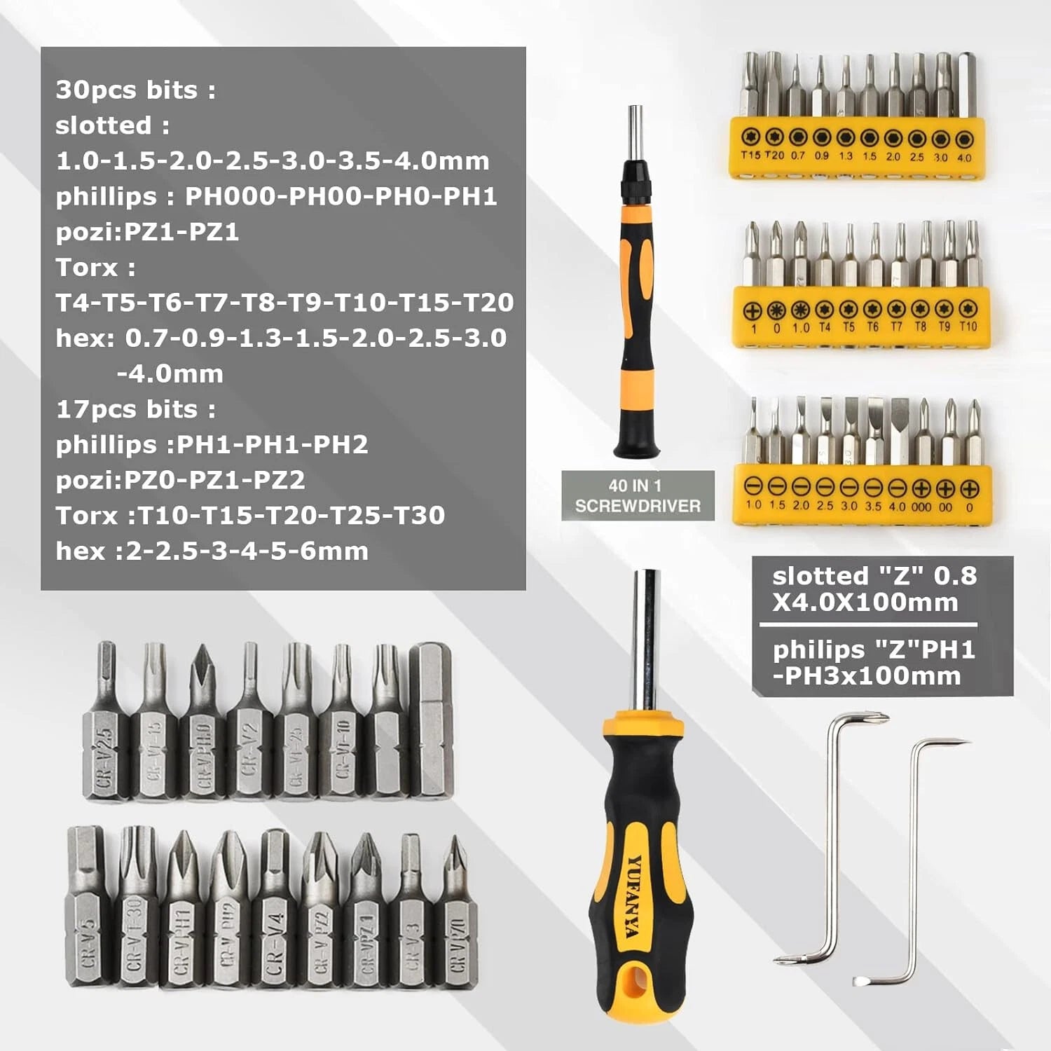 60PCS MAGNETIC SCREWDRIVER SET IN CASE HEAVY DUTY PHILIPS & FLAT SCREWDRIVERS