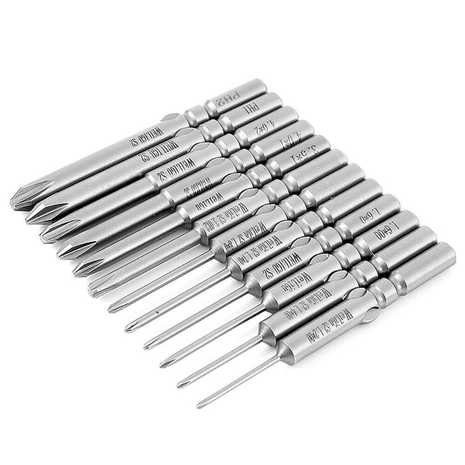 10Pc PH0 PH1 PH2 Phillips Head Screw Bit Set Impact Driver Drill 5mm Round Shank