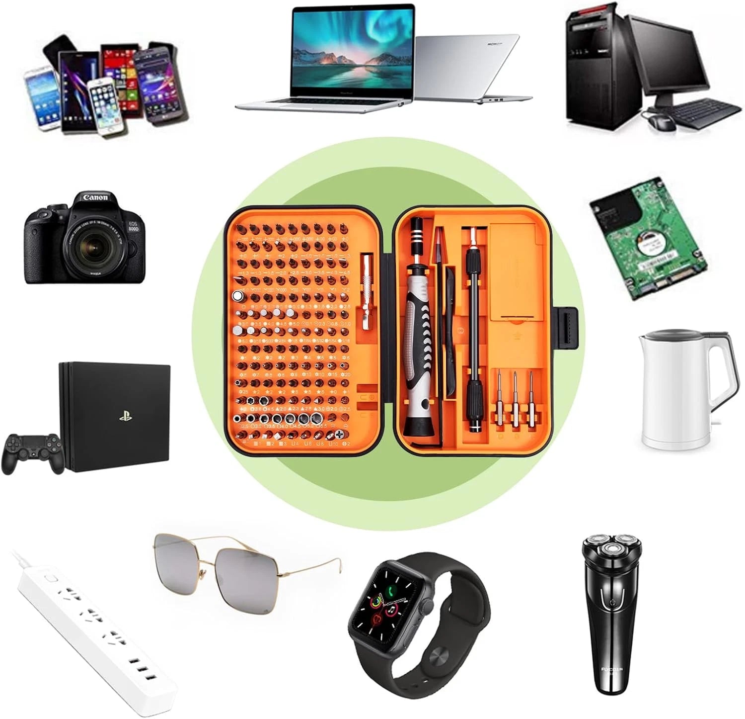 Precision Screwdriver Set, 130 in 1 Screwdriver Kit, Magnetic Repair Tool Kit wi