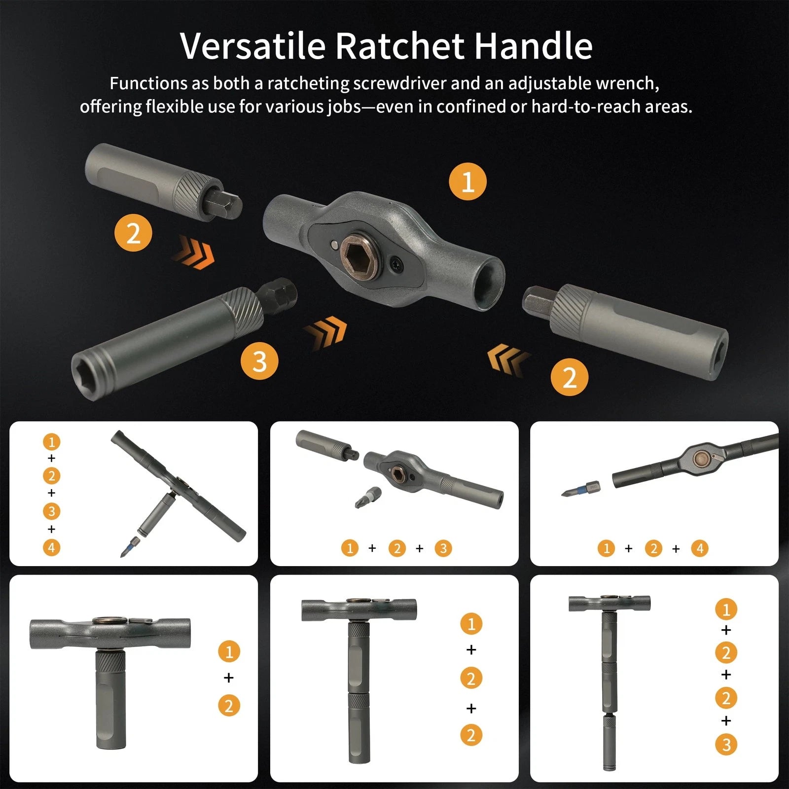 42PCS T-Shaped Ratchet Screwdriver Kit with Detachable Handle & Storage Case