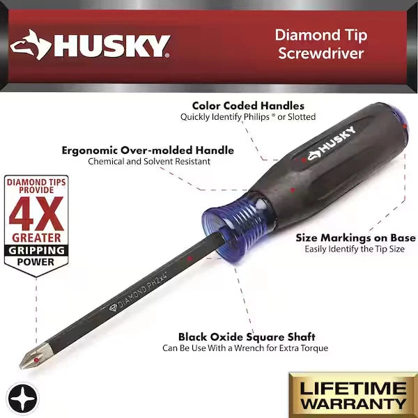 Husky Diamond Tip Magnetic Screwdriver Set (6-Piece)