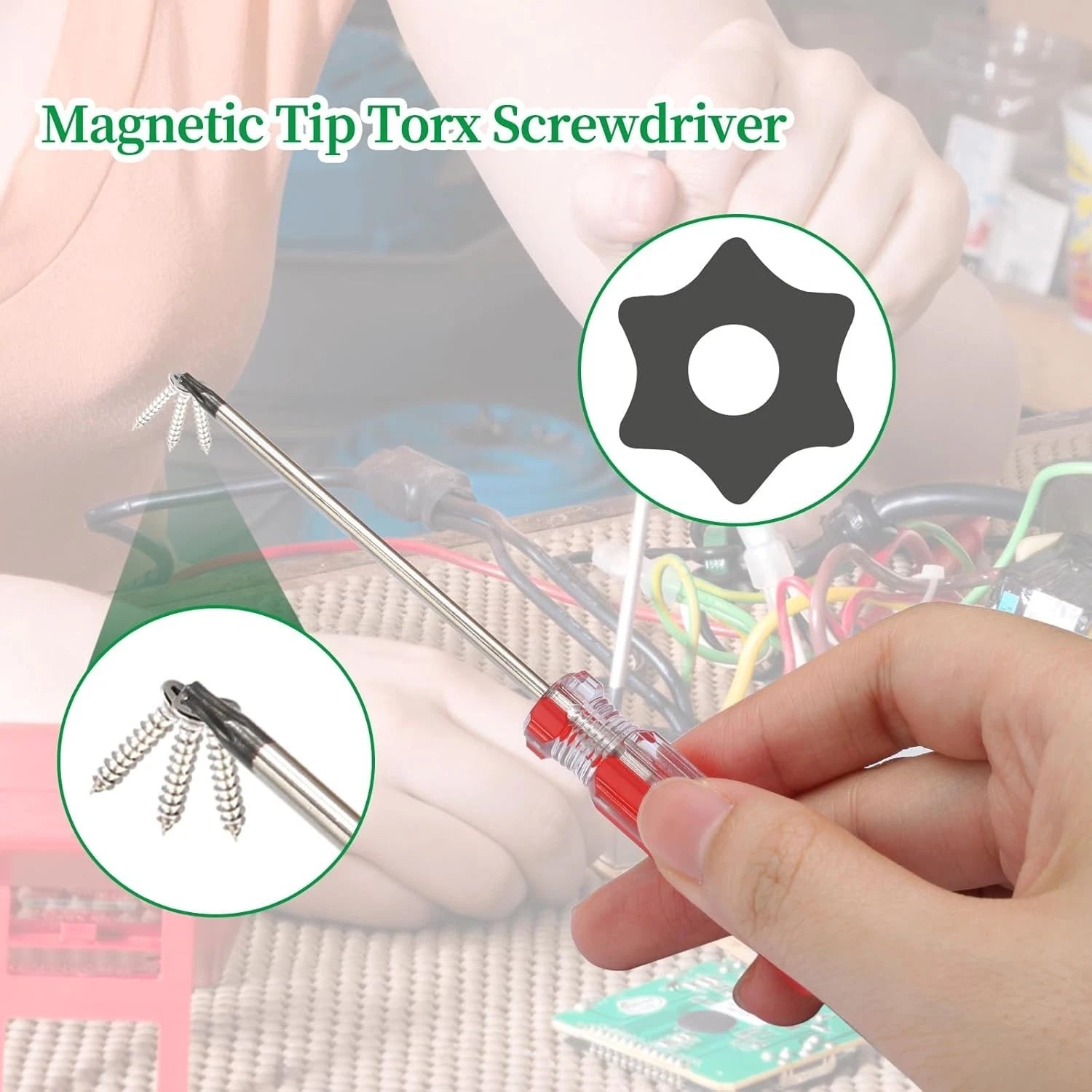 8pcs Torx Screwdriver Set, T8, T9, T10, T15 Torx with Magnetic Tip, 75mm Long