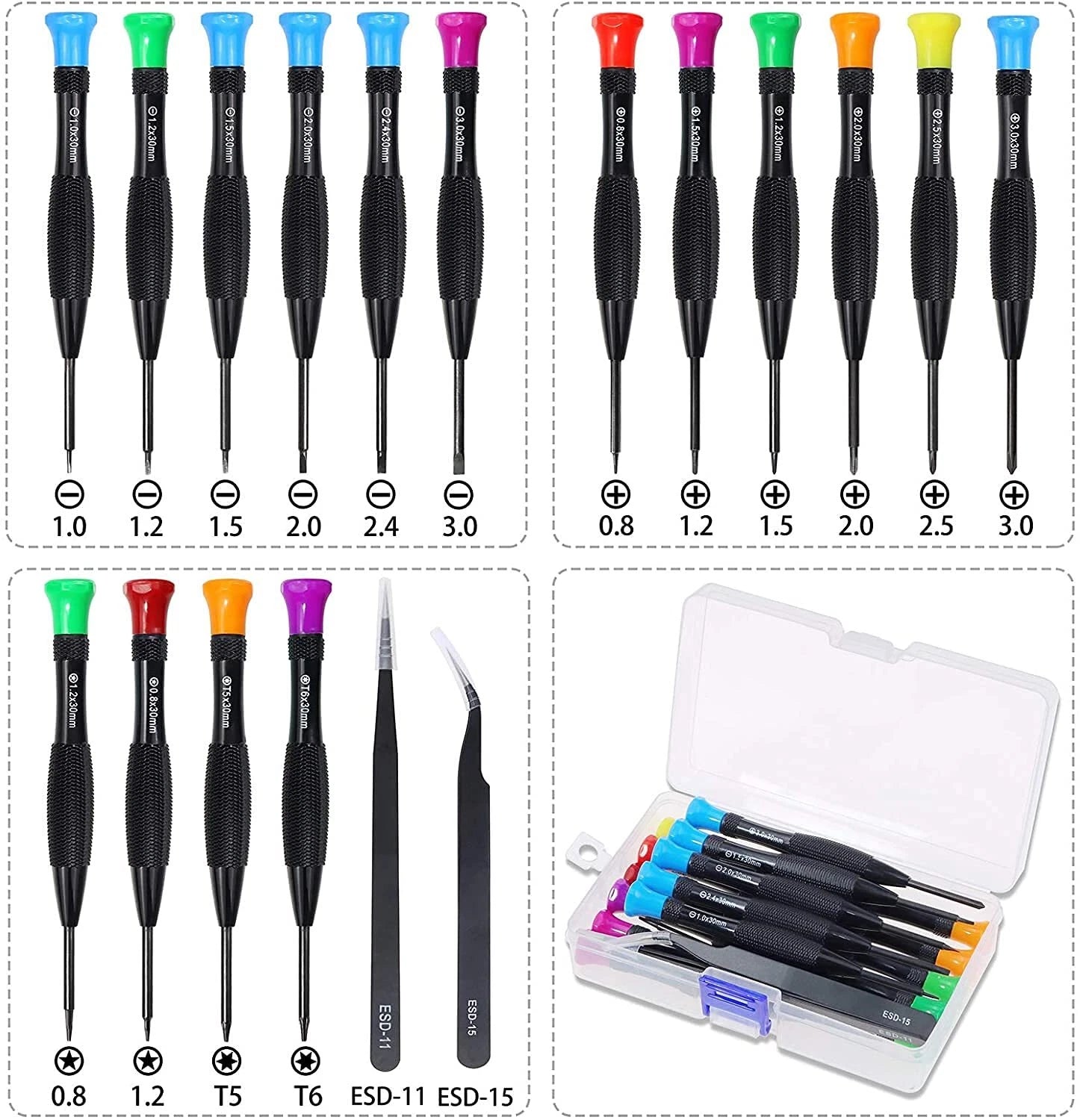 18 Pcs Magnetic Small Screwdrivers for Repairing Computer Eyeglasses Watch
