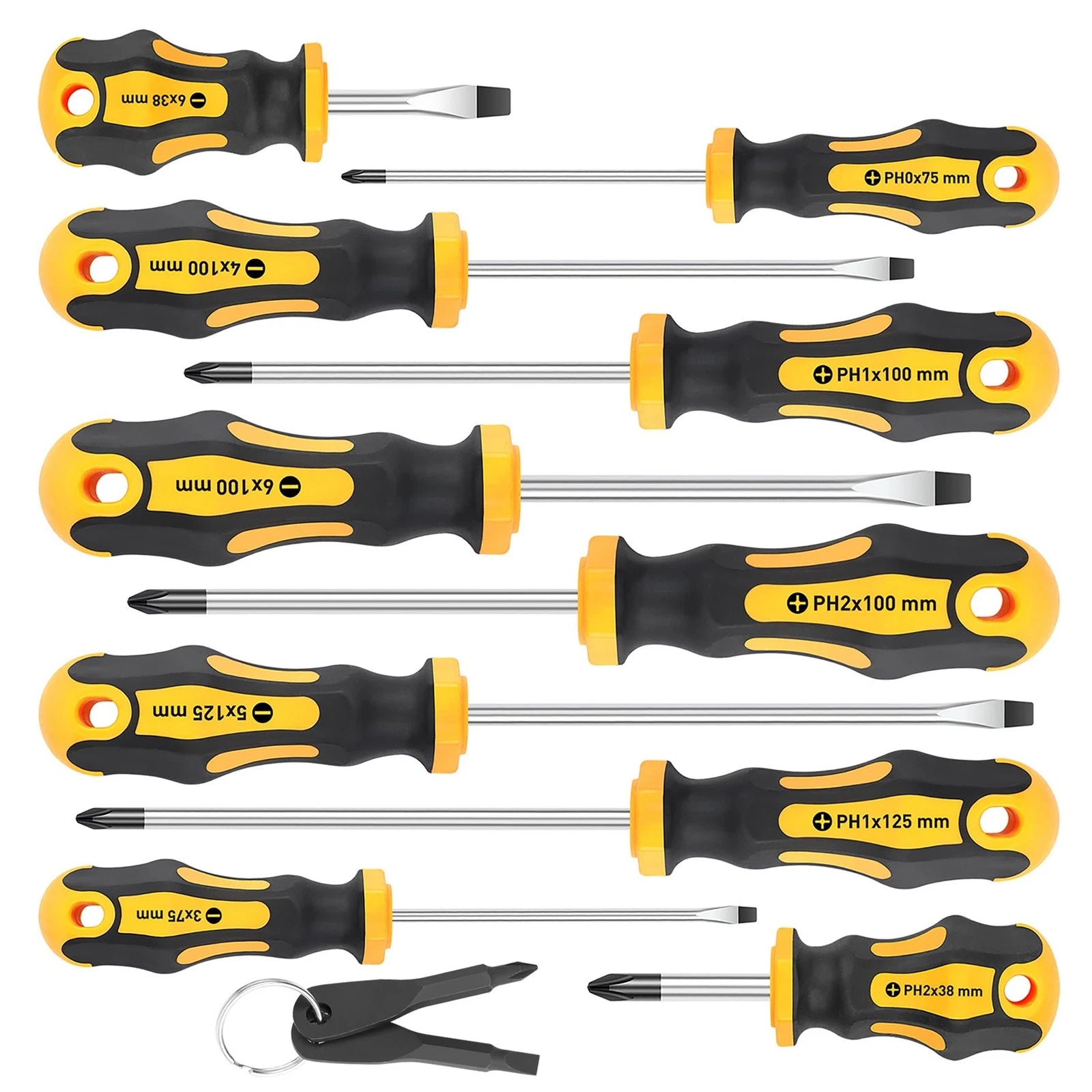 10-Piece Magnetic Screwdrivers Set, 5 Phillips and 5 Slotted Tips