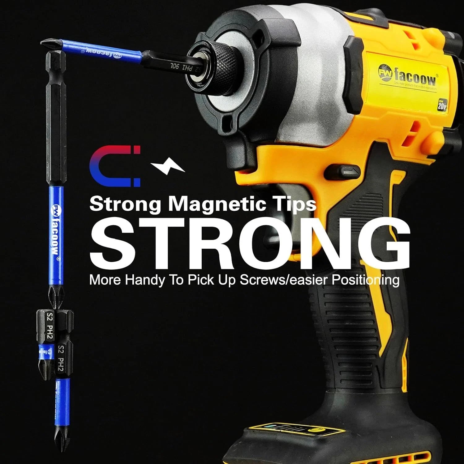 16 Pack Phillips Impact Driver Bits, #2 Head Magnetic PH2, Assorted