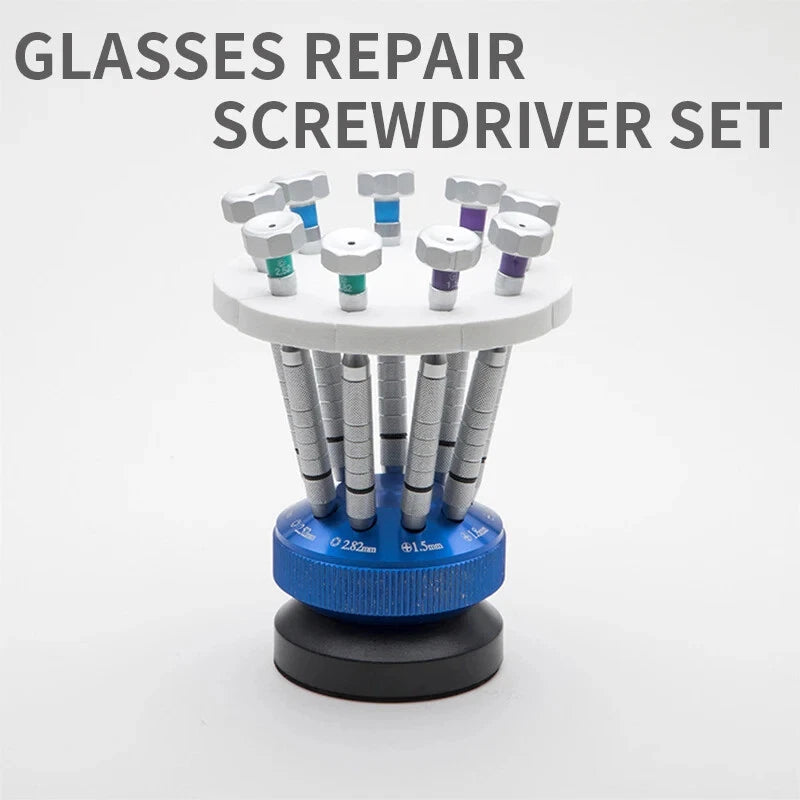Glasses Repair Screwdriver Set Nine Sticks with Base Glasses Repair Tools