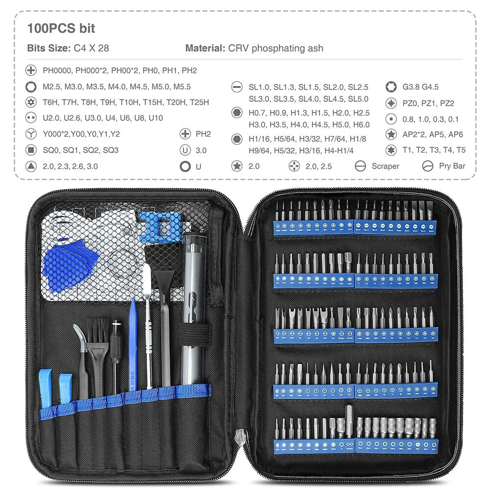 120 in 1 Electric Screwdriver Set Mini Rechargeable Kit Cordless Wireless Bits-