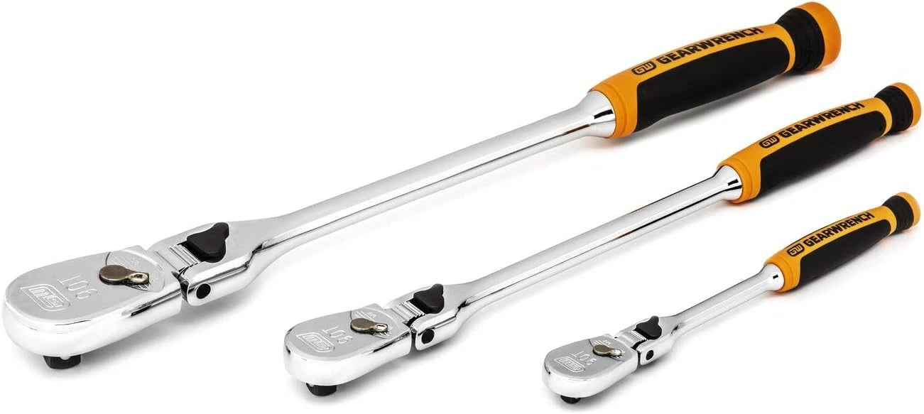 GEARWRENCH 81298T  1/4", 3/8" & 1/2" Drive 90 Tooth Lockin Flex Head Ratchet Set