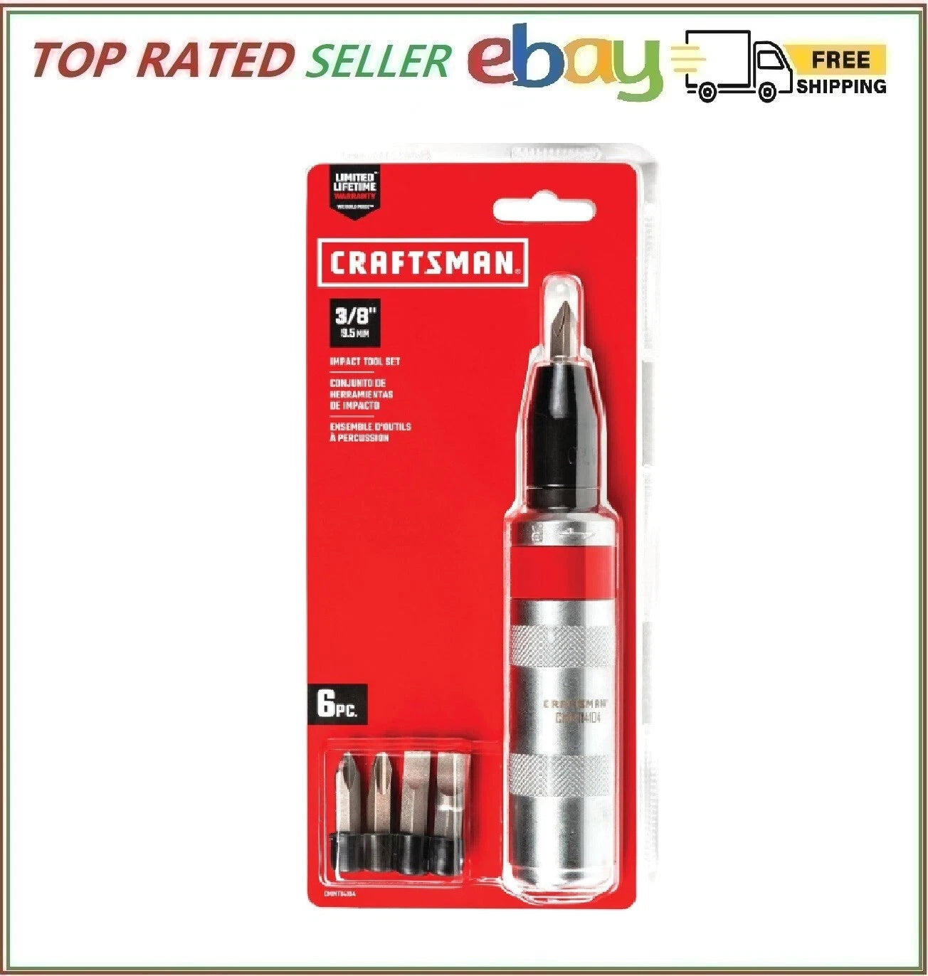 CRAFTSMAN Hand hammer Impact Screw Driver 3/8-Inch Set w bits NEW FAST SHIP