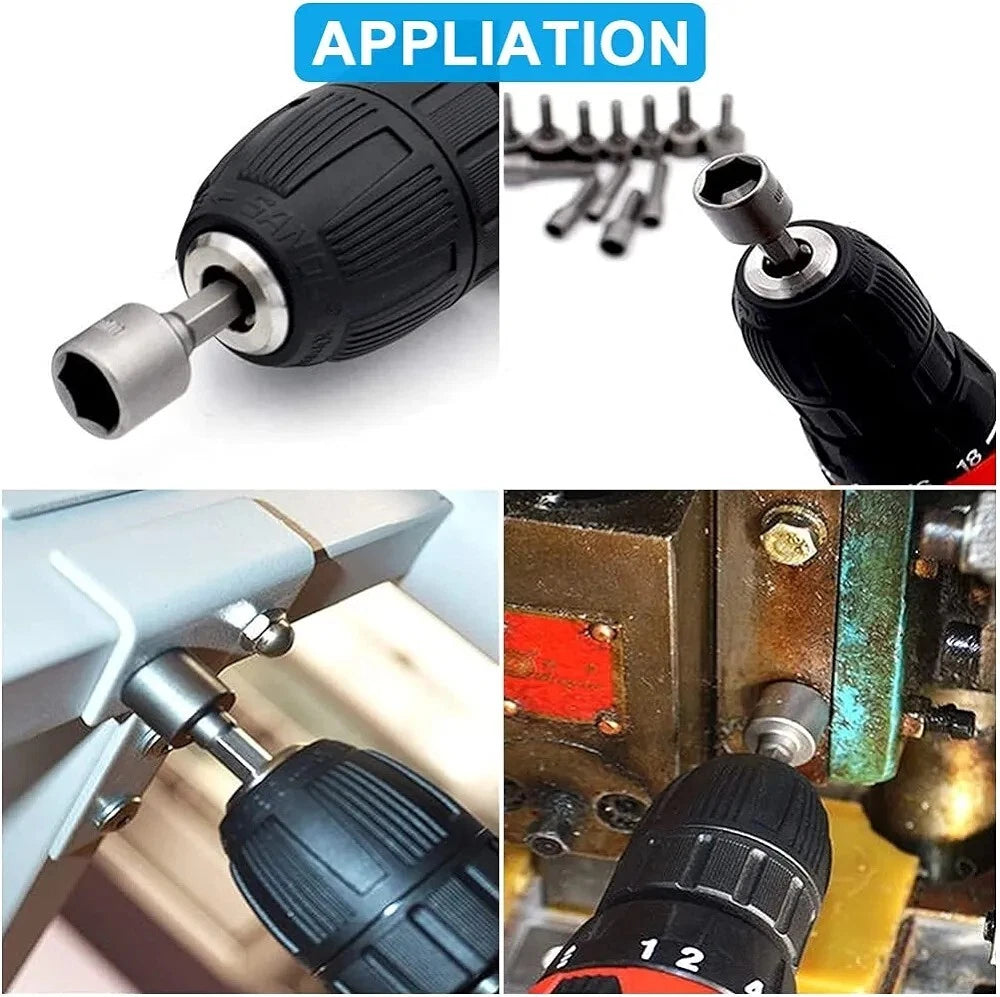 14X 1/4" 6 -19mm  Nut Driver Bit Sets  Magnetic Metric Socket Impact Drill