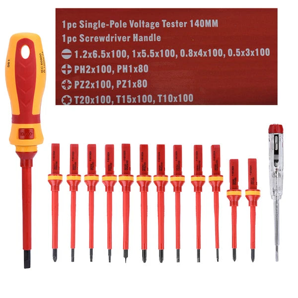 13PCS Changeable Insulated Screwdriver Set Household Electrician Repair Tool Kit