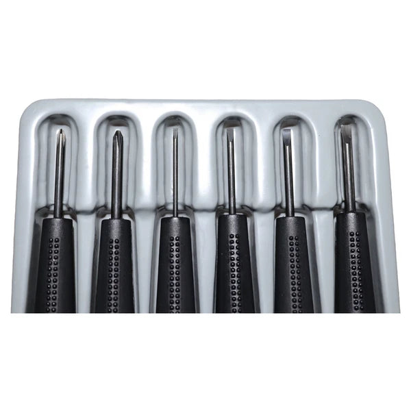 Precision Screwdriver Set Phillips Slotted  with Molded Handles, 6 Pieces Rust R