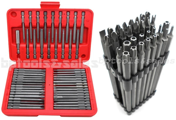 82 Pc Extra Long Security Bit Set Tamper Proof Hex Torx Star Tri Wing Pozi Torq