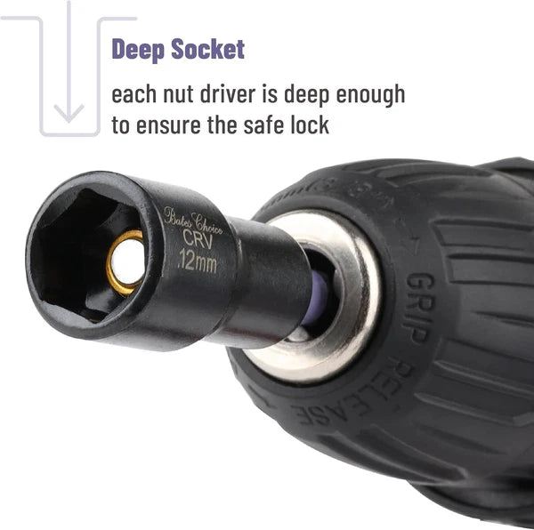 21 PCS Magnetic Nut Driver Set, 1/4" Hex Shank, Metric and SAE, Impact Drill Soc