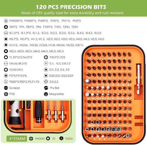 Precision Screwdriver Set, 130 in 1 Screwdriver Kit, Magnetic Repair Tool Kit wi