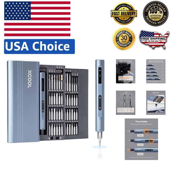 Precision Mini Electric Screwdriver Set 52-in-1 with 400RPM & 5 Torque Settings