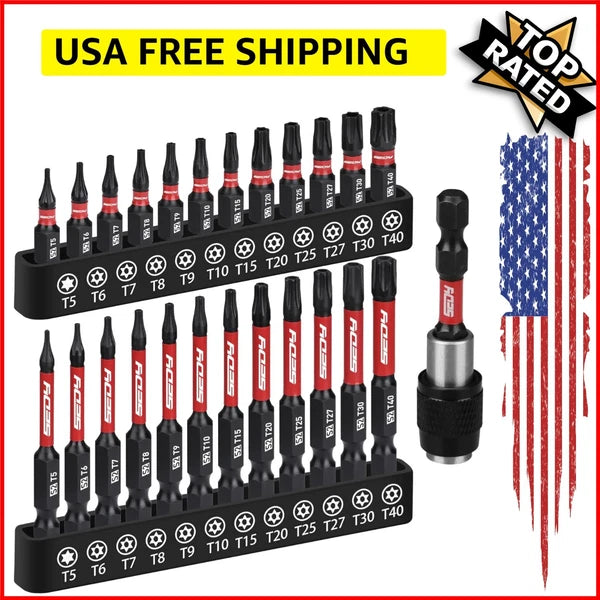 25-piece Torx Bit Set, 1''&2.5'' Security Tamper Proof Torx Impact Screwdriver B