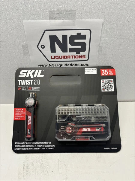 SKIL Twist 2.0 Rechargeable 4V Screwdriver with 35 Piece Bit Kit