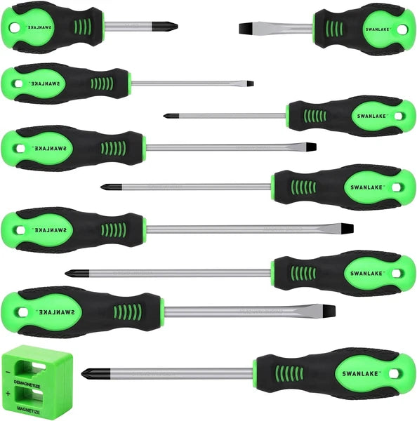 11PCS Screwdriver Set, Magnetic 5 Phillips and 5 Flat Head Black