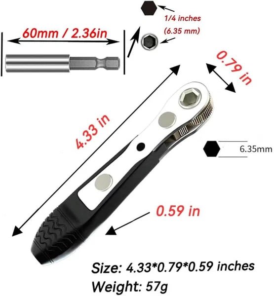 Mini Ratchet, 2 Pieces 1/4 Inch Drive Micro Ratcheting Bit Driver with1 Pieces 1