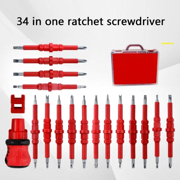 34 In 1 Ratchet Screwdriver Set Tool Kit With Ergonomic Handle for Home Repair