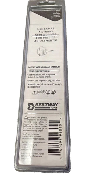 Bestway 98810 8 in 1 Precision Computer Screwdriver  #0 Phillips Torx T3 - T15