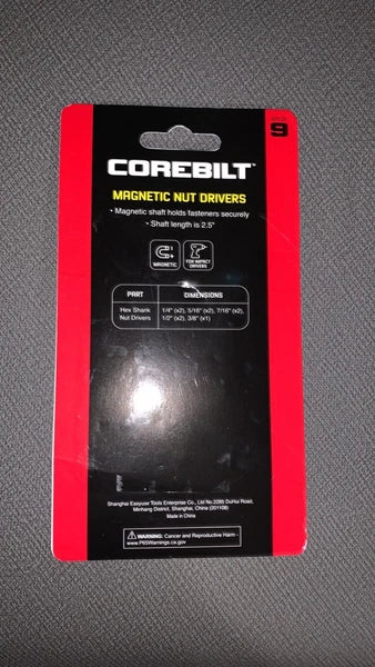 NEW- Corebilt Magnetic Nut Drivers 9 piece