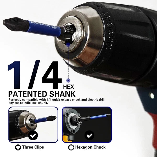 16 Pack Phillips Impact Driver Bits, #2 Head Magnetic PH2, Assorted